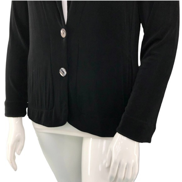 Chicos Travelers Womens Size 2 US 12 L Blazer Jacket Black Slinky Stretch Button - Picture 4 of 16